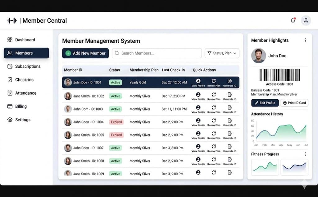 Member Management System for Gyms